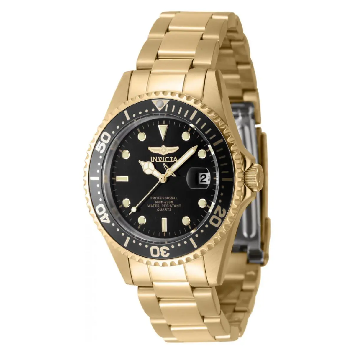 Watch Invicta 8936OB Pro Diver Men 37.5 mm Stainless Steel - Dial: Black, Band: Gold, Bezel: Black