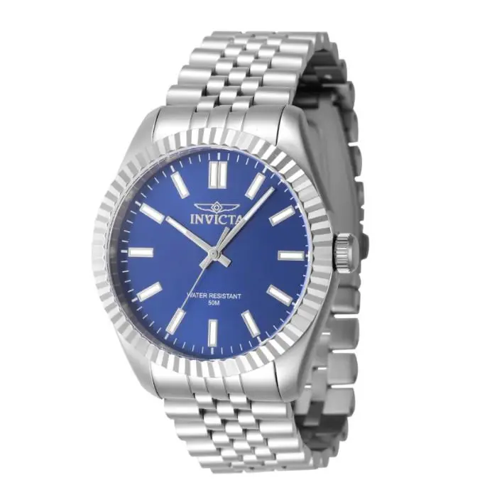 Invicta Specialty Quartz Blue Dial Men`s Watch 47481 - Dial: Blue, Band: Silver-tone, Bezel: Silver-tone