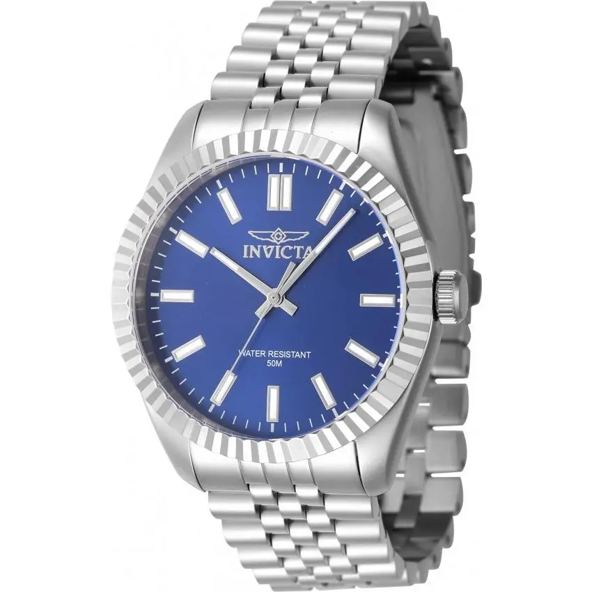 Invicta Specialty Quartz Blue Dial Men`s Watch 47481 - Dial: Blue, Band: Silver-tone, Bezel: Silver-tone