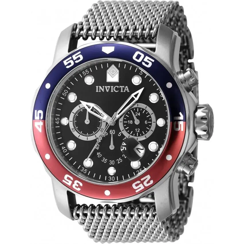 Invicta Pro Diver Gmt Chronograph Quartz Watch Black Dial Pepsi Bezel 47630