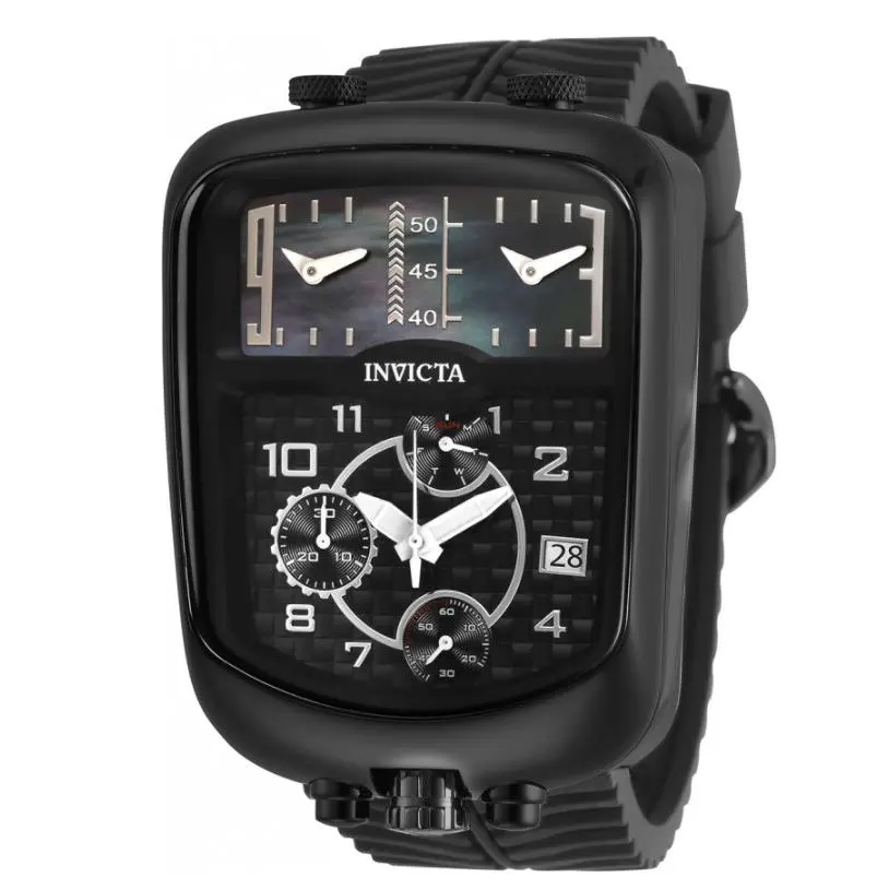 Invicta 29709 Men`s 42mm S1 Rally Dakar Chronozone Black Case Triple Time Watch - Dial: Black, Band: Black, Bezel: Black