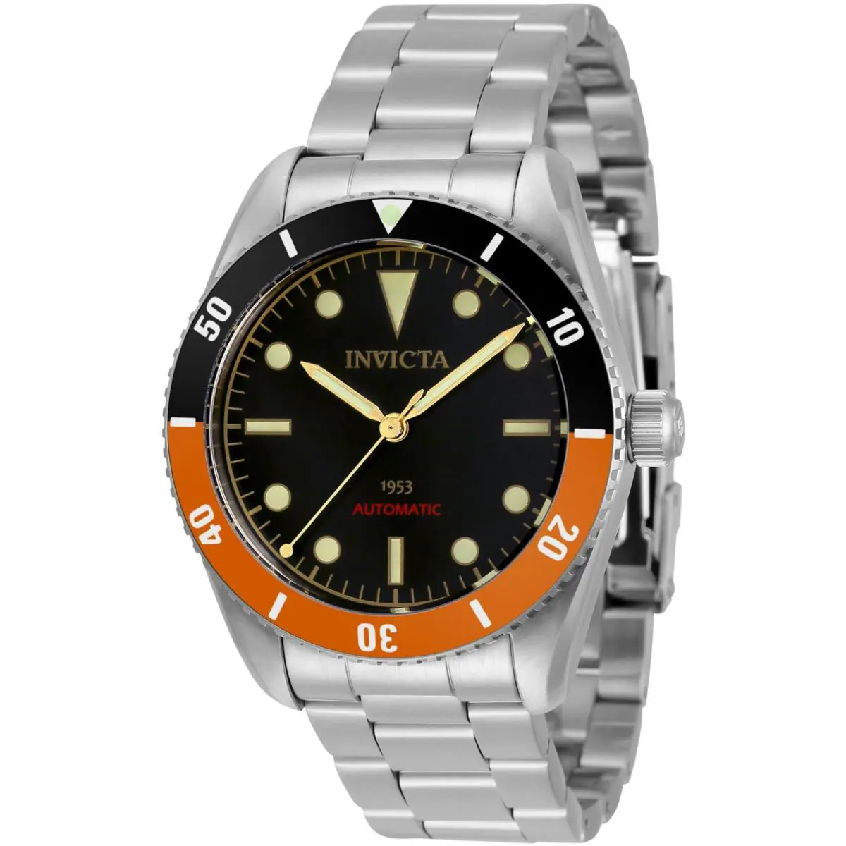 Invicta Men`s 34336 Pro Diver Automatic 3 Hand Black Dial Watch - Black, Dial: Black, Band: Silver, Black