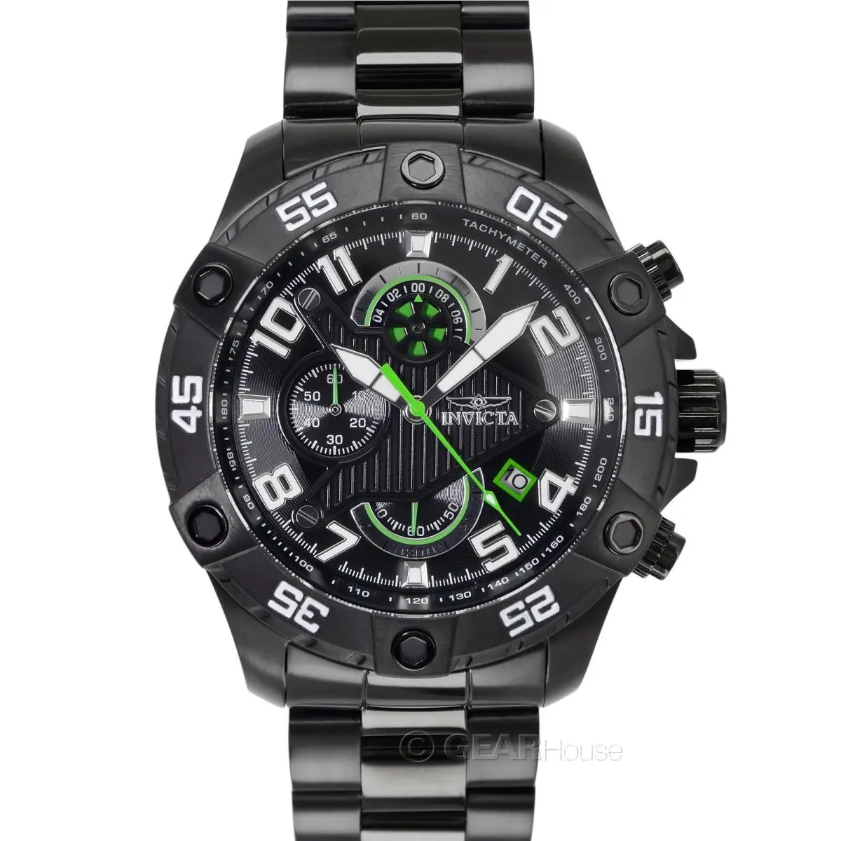 Invicta S1 Rally Mens Chronograph Watch Black Green Dial Stainless Steel