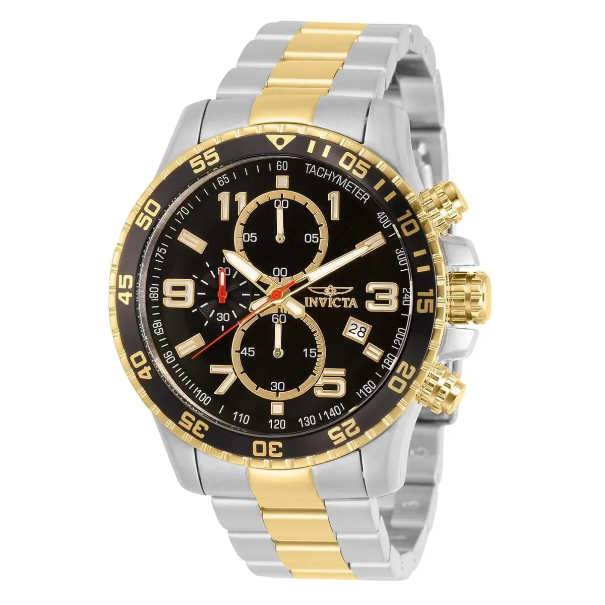 Invicta Men`s Watch Specialty Quartz Chronograph Black Dial TT Bracelet 14876