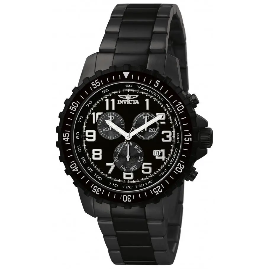 Invicta 45MM Men`s Specialty Quartz Chronograph Black Dial Stainless Watch 1328
