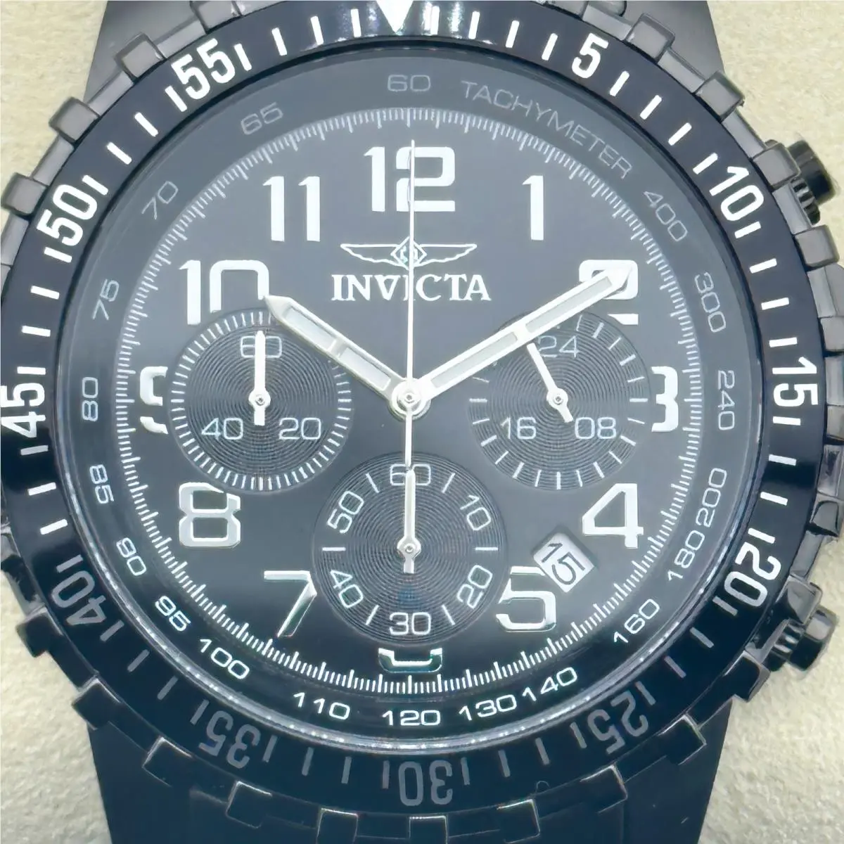 Invicta II Chronograph Black Dial Gunmetal Ion-plated Men`s Watch 1328