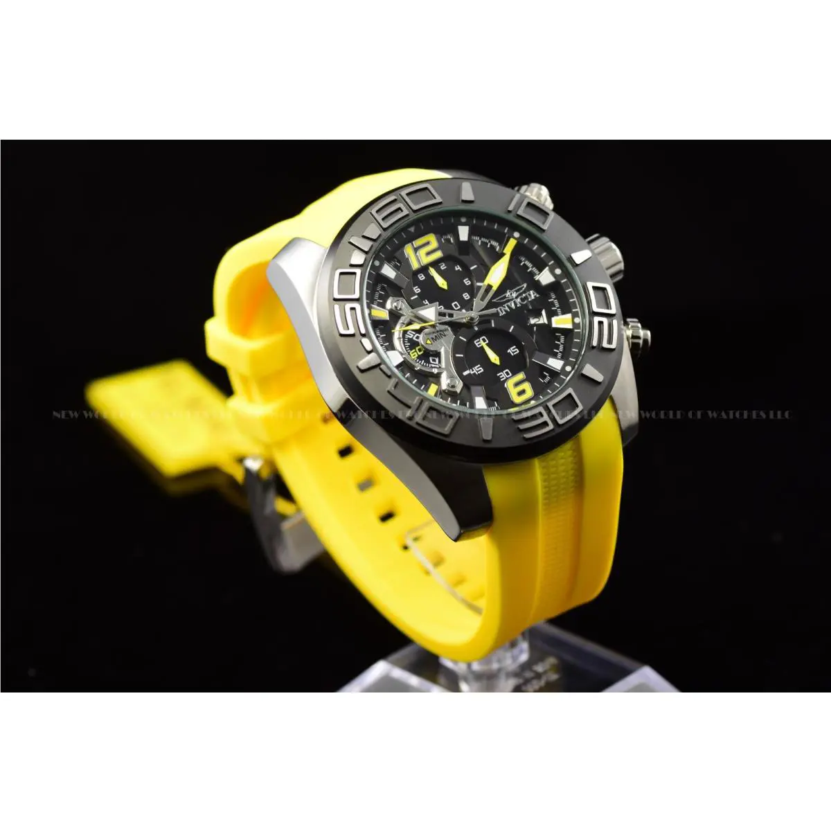 Invicta Men`s 50mm Pro Diver Turbo Chronograph Black Dial Black/yellow Watch