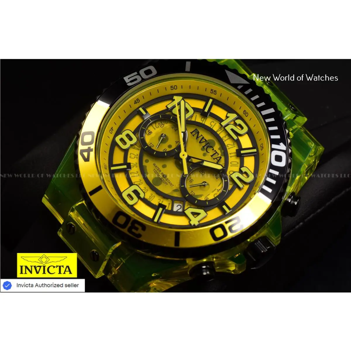 Invicta Speedway Neon Reactor Anatomic Dual Time Gmt Men`s 48mm Watch 44377