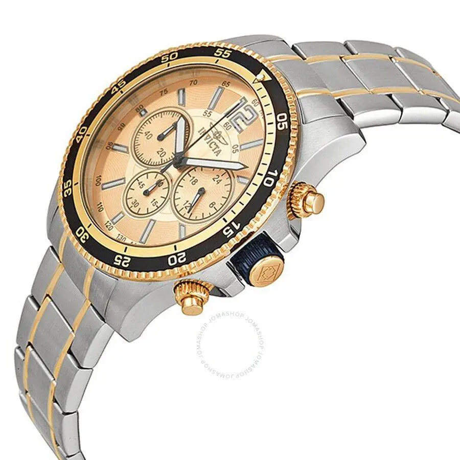 Mens Invicta 13976 Champagne Dial Chronograph Two-tone Bracelet Watch