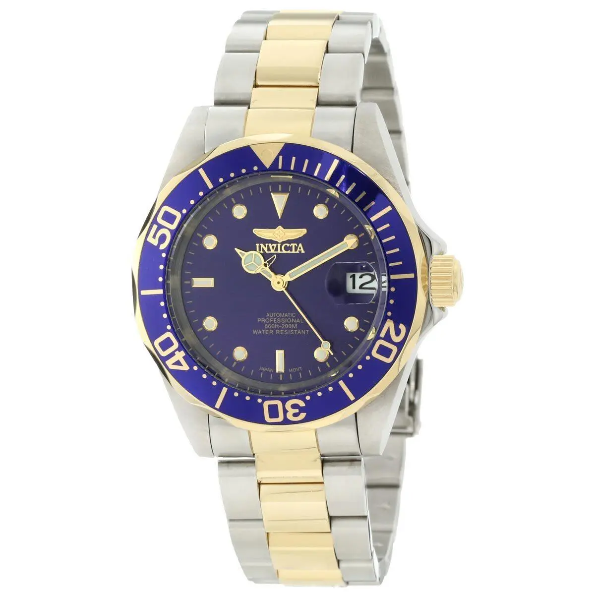 Invicta Men`s Watch Pro Diver Automatic Two Tone Bracelet Blue Dial 8928