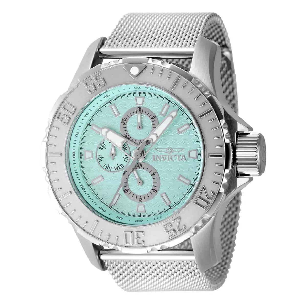 Invicta Vintage Men`s Watch 49.5mm Stainless Steel Turquoise Dial 48012 - Dial: Turquoise, Band: Silver, Bezel: Silver