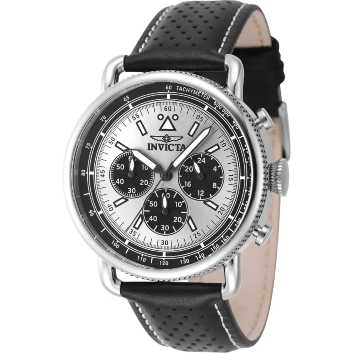Invicta Men`s Watch Speedway Chronograph Silver Tone Dial Black Strap 47363 - Dial: Silver, Band: Black