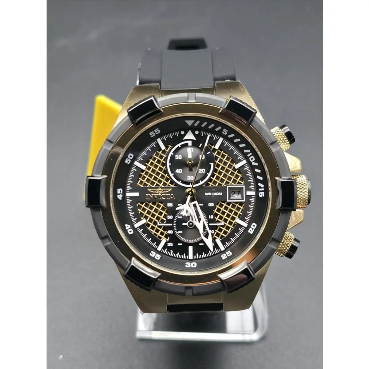 Invicta Aviator Men`s Quartz Watch Gold/black 50.5mm 28100 Chronograph
