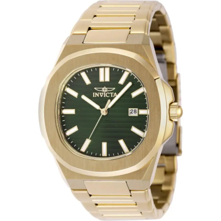 Invicta Speedway Quartz Green Dial Men`s Watch 48518 - Dial: Green, Band: Gold-tone, Bezel: Gold-tone