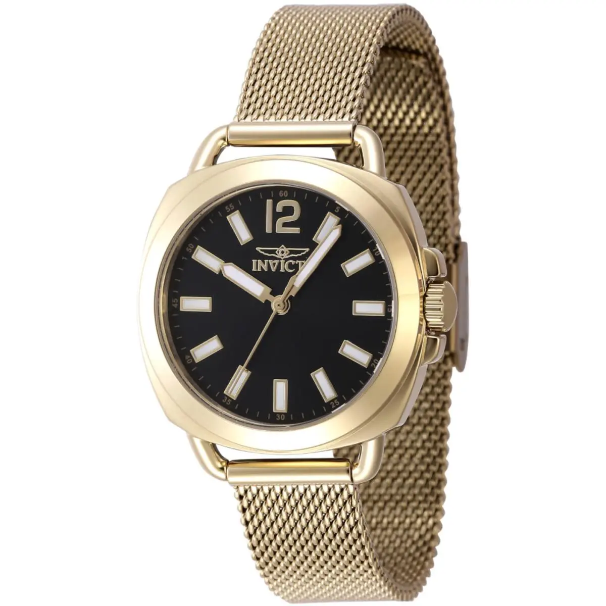 Invicta Women`s Watch Wildflower Black Dial Yellow Gold Mesh Bracelet 47324