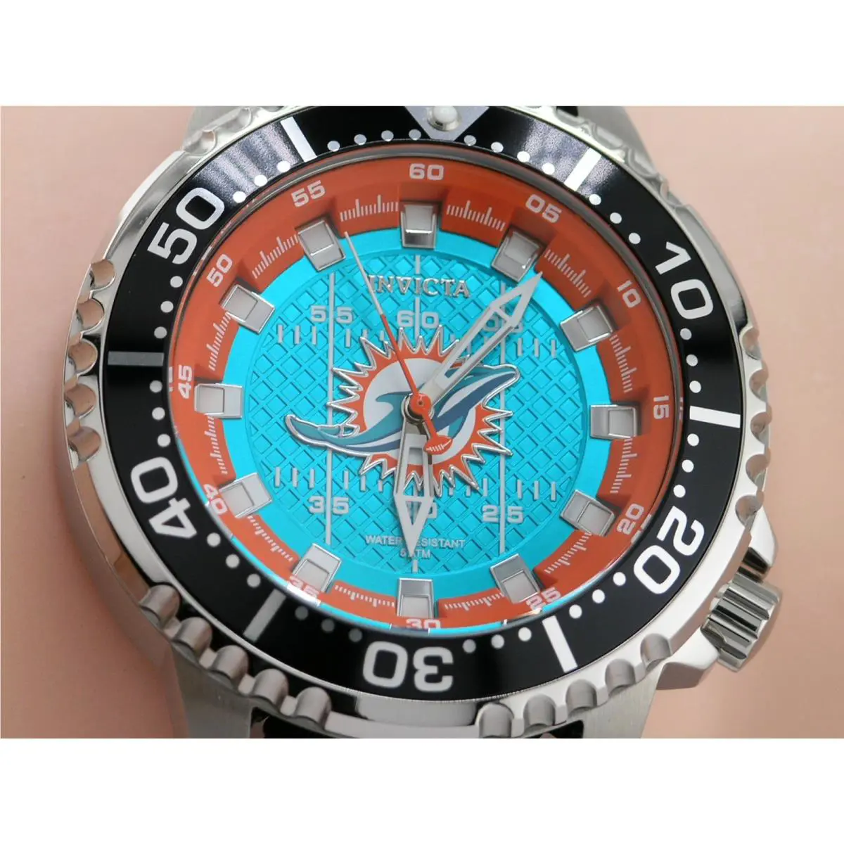 Invicta 48102 Nfl Miami Dolphins Steel Silicone Sports Watch Quartz 48MM C