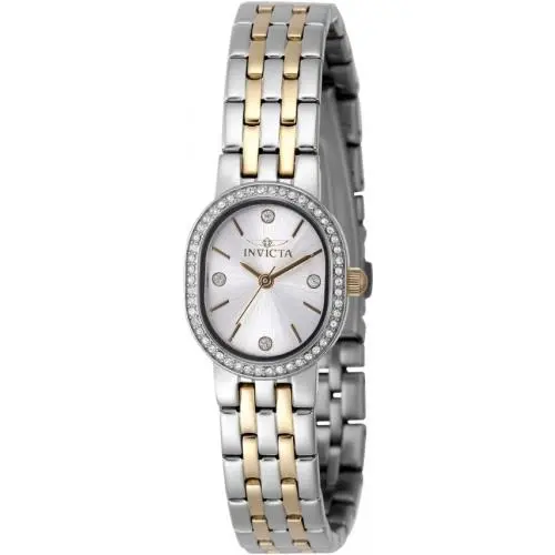Invicta Women`s 48136 Angel Quartz 20MM 3 Hand Silver Dial Two-tone Steel Watch