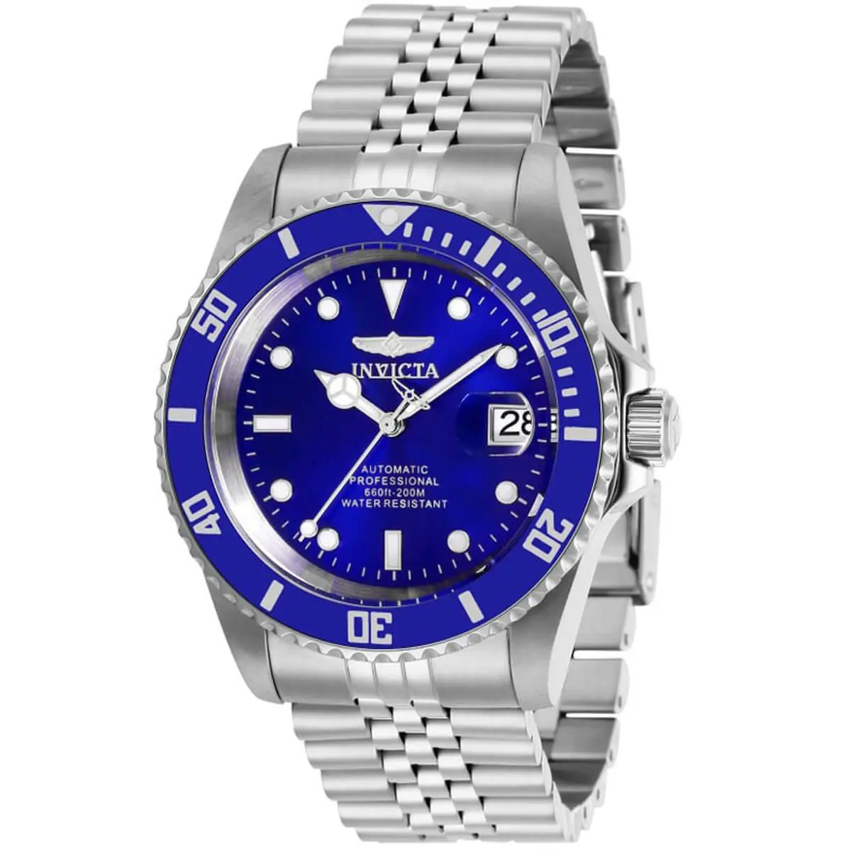 Invicta Men`s Watch Pro Diver Automatic Blue Dial Silver Tone Bracelet 29179 - Face: Blue, Dial: Blue, Band: Silver