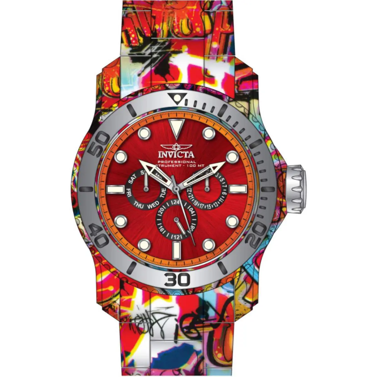 Invicta Men`s Watch Pro Diver Quartz Red Dial Aqua Plating Steel Bracelet 47853