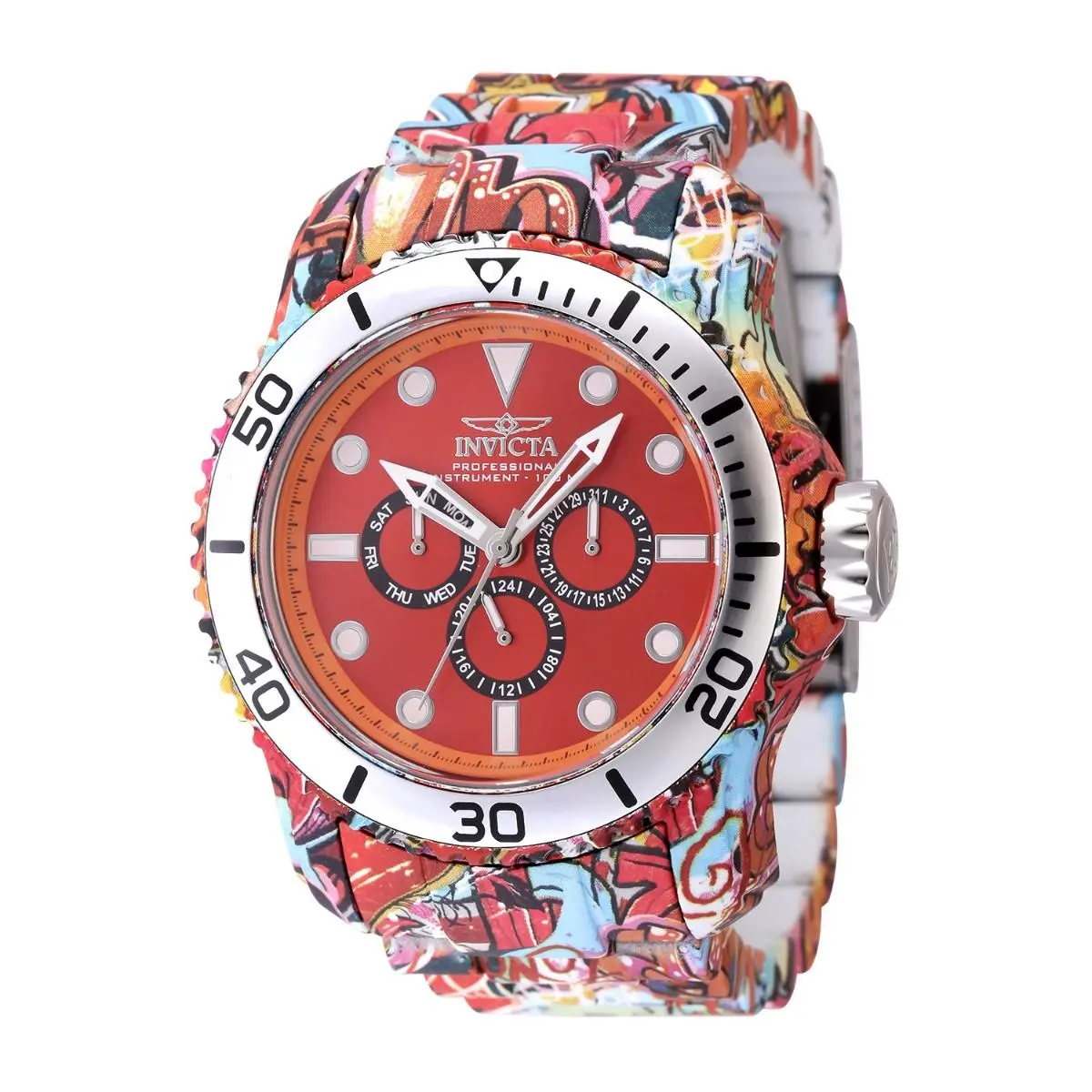 Invicta Pro Diver Hydro-plated Graffiti Men`s 48mm Red Dial Quartz Watch 47853