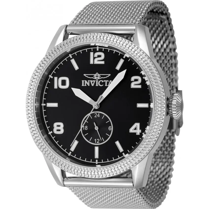 Vintage Quartz Black Dial Men`s Watch 47134 by Invicta