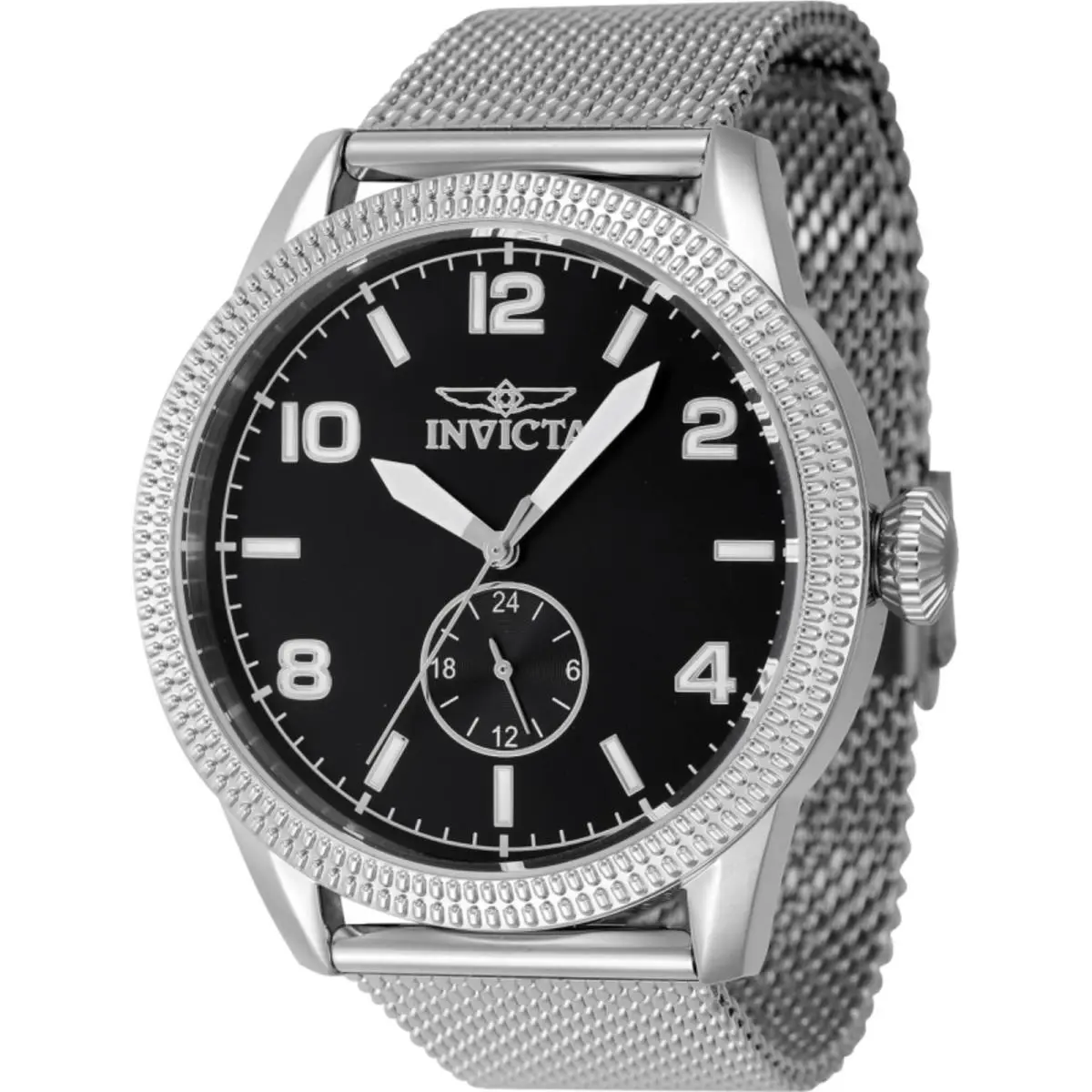 Invicta Men`s Watch Vintage Black Dial Silver Stainless Steel Bracelet 47134