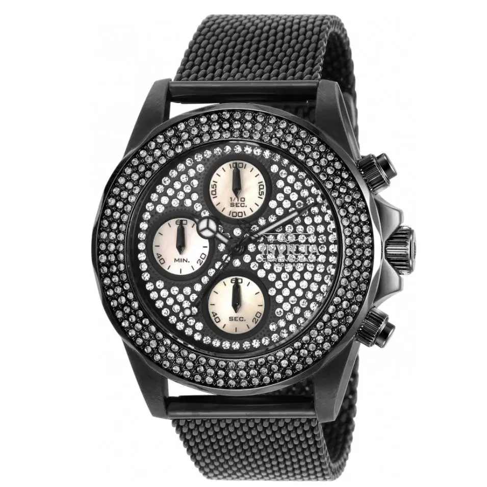 Invicta Pro Diver Women`s 38mm Black Pave Crystal Chronograph Watch 35647
