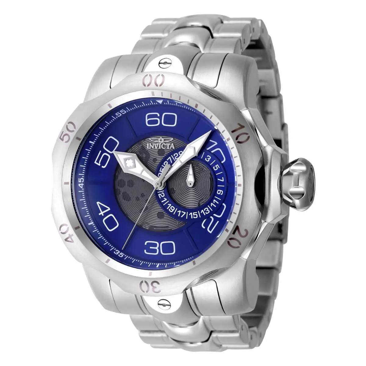 Invicta 47911 Men`s 54mm Venom Quartz Blue Dial Silver Stainless Steel Watch