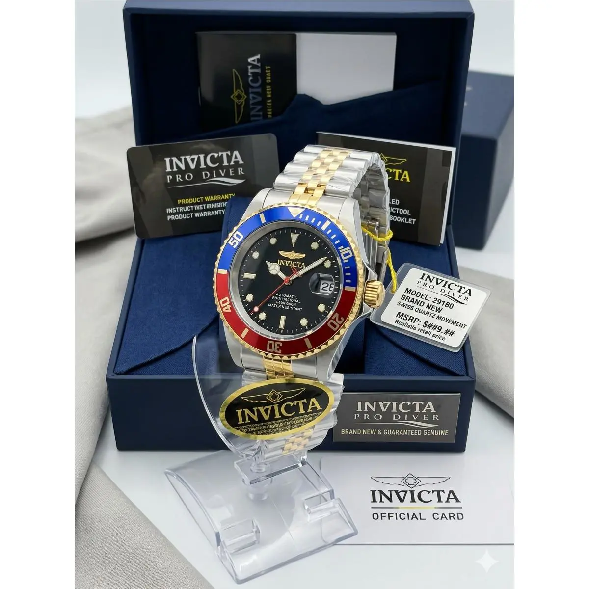 Invicta Pro Diver Automatic Black Dial Pepsi Bezel Men`s Watch 29180