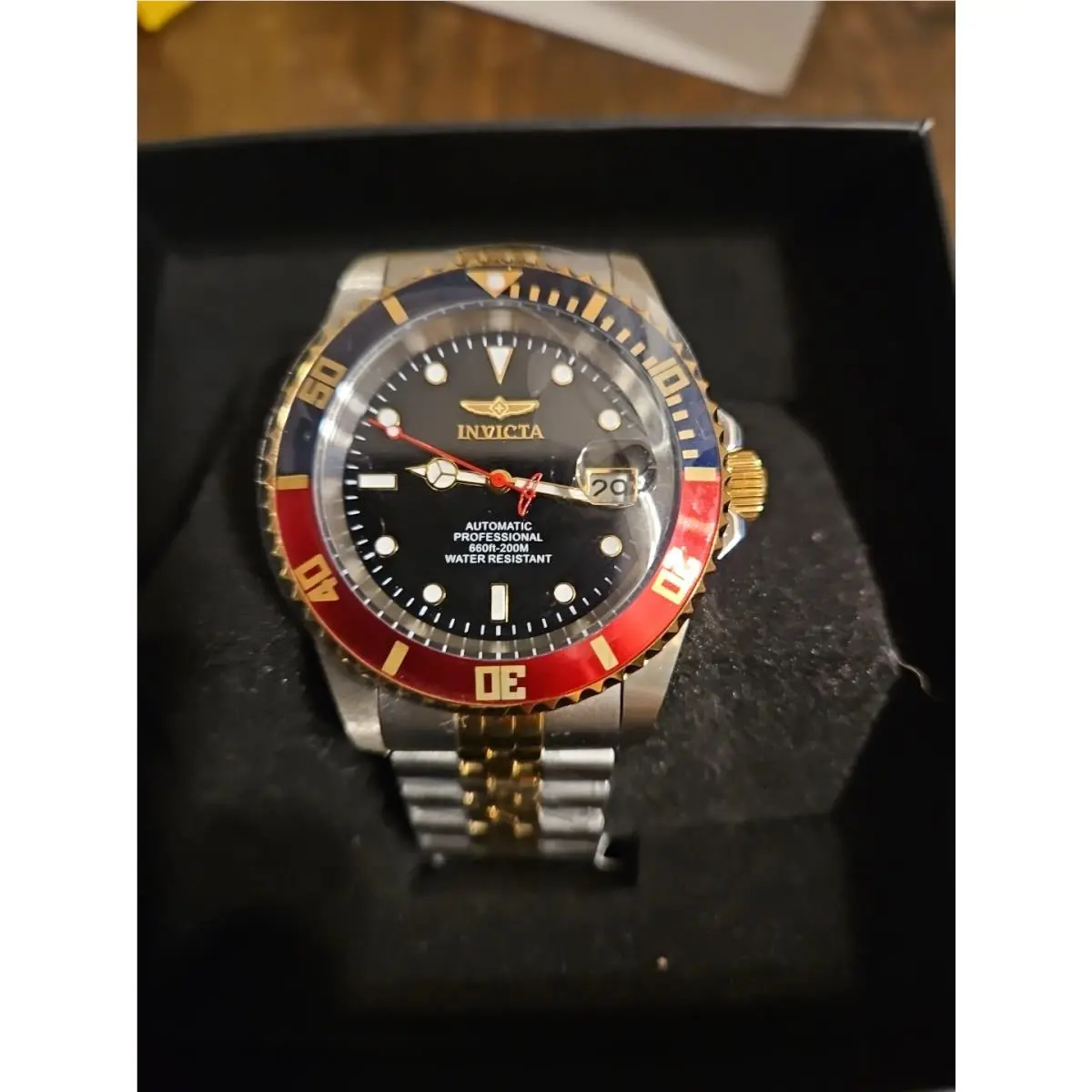 Men`s Pro-diver Watch 45MM Stainless Chrono Black Dial Blue/red 29180 by Invicta