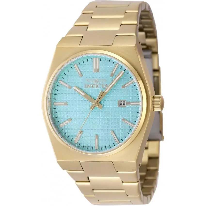 Invicta Speedway Zager Exclusive Quartz Light Blue Dial Men`s Watch 48401 - Dial: Light Blue, Band: Gold-tone, Bezel: Gold-tone