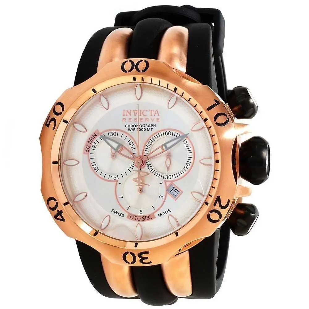 Invicta Men`s 10832 Venom Reserve Rose Gold Chronograph Silver Dial Quartz Watch