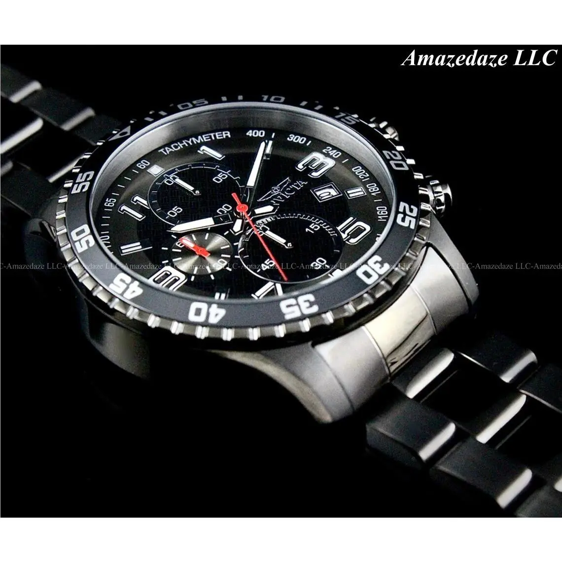 Invicta Men Pilot 45mm Combat Stainless Steel Black Dial Chronograph Watch