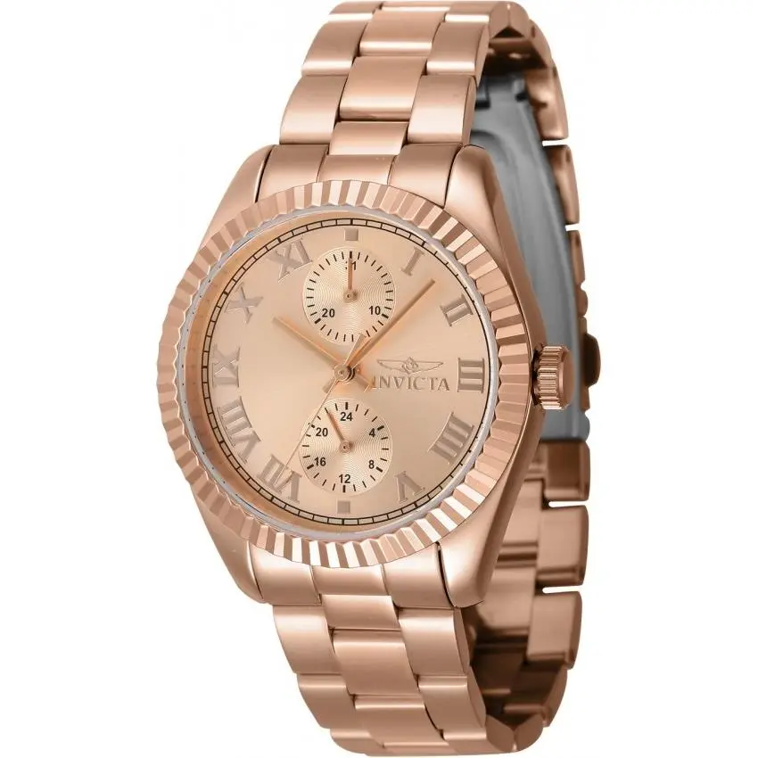 Specialty Date Gmt Quartz Rose Gold Dial Ladies Watch 47447 by Invicta