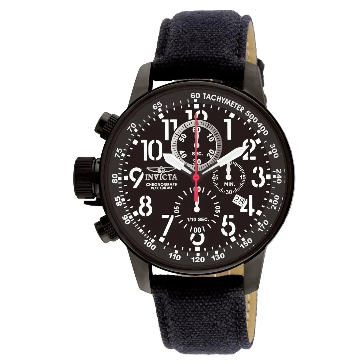 Invicta Men`s I Force Collection Stainless Steel and Cloth Strap Watch 1517 - Black, Dial: Black, Band: Black