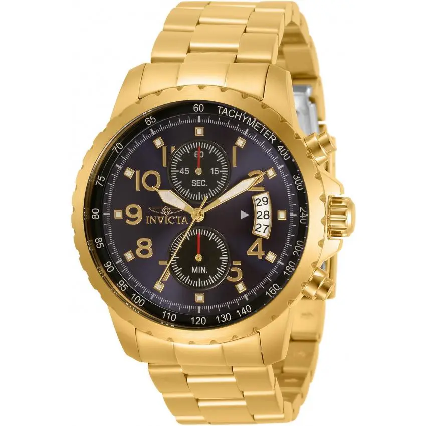 Invicta Specialty Men`s Quartz Chronograph Blue Dial Watch- 45mm Gold 13785