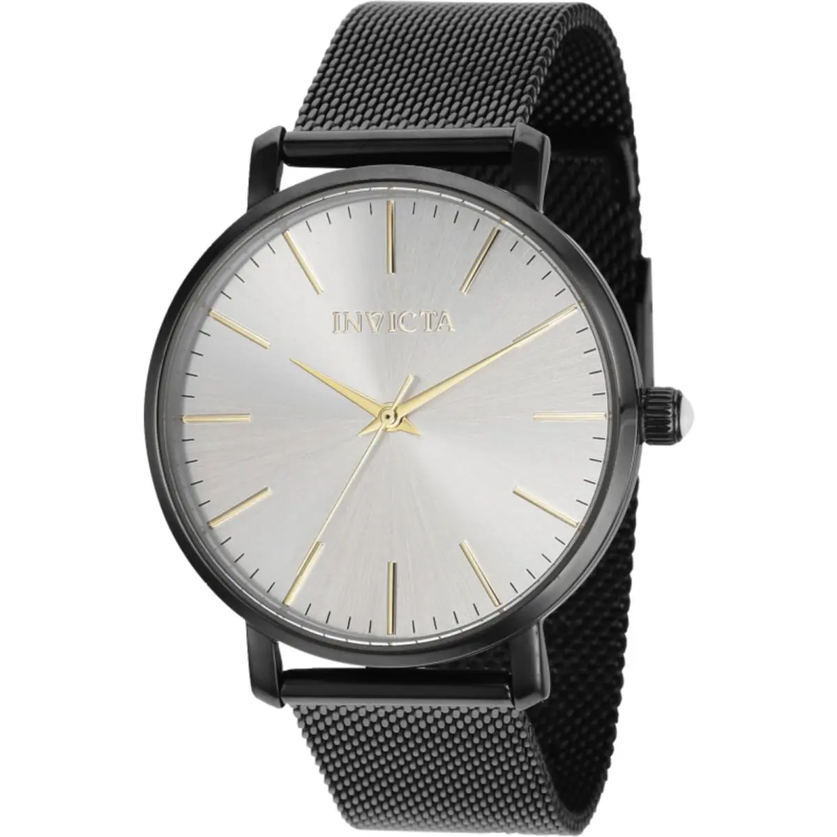 Women`s Watch Angel Quartz Silver Dial Black Steel Mesh Bracelet 36911 by Invicta