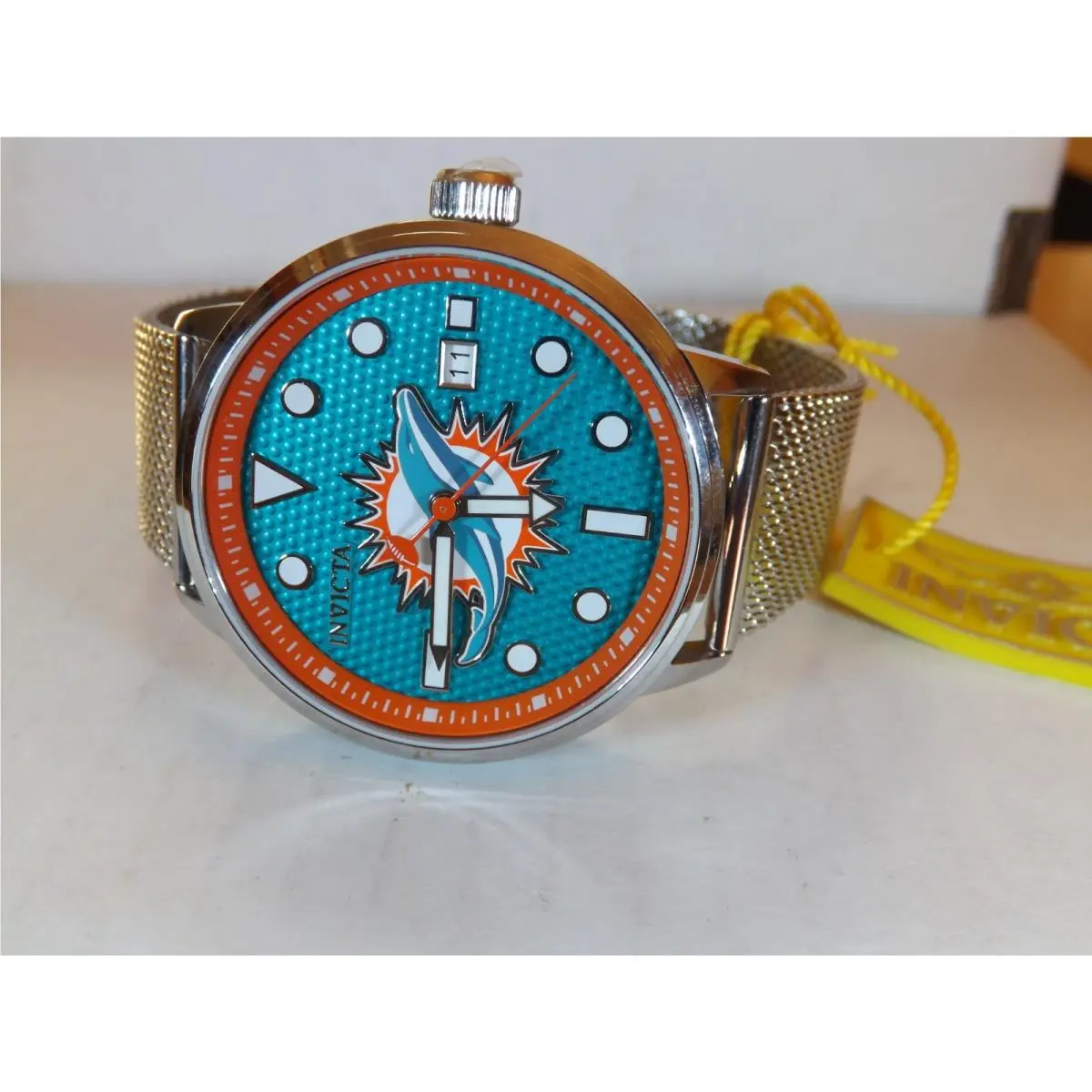 Invicta Mens Nfl Miami Dolphins Watch Model 47972 - Football Second Hand -new