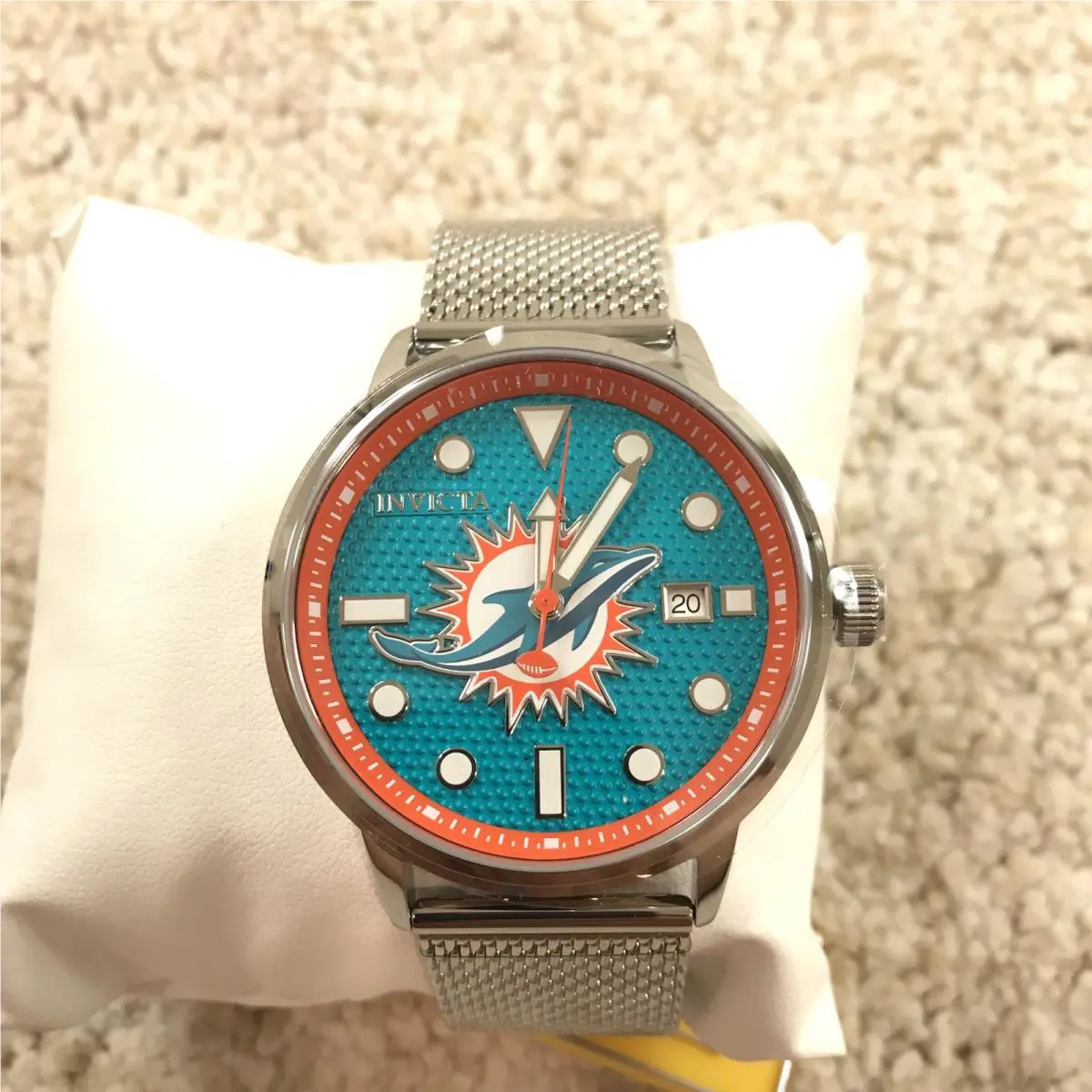 Invicta Miami Dolphins Watch Mens 47972 44mm Stainless Steel
