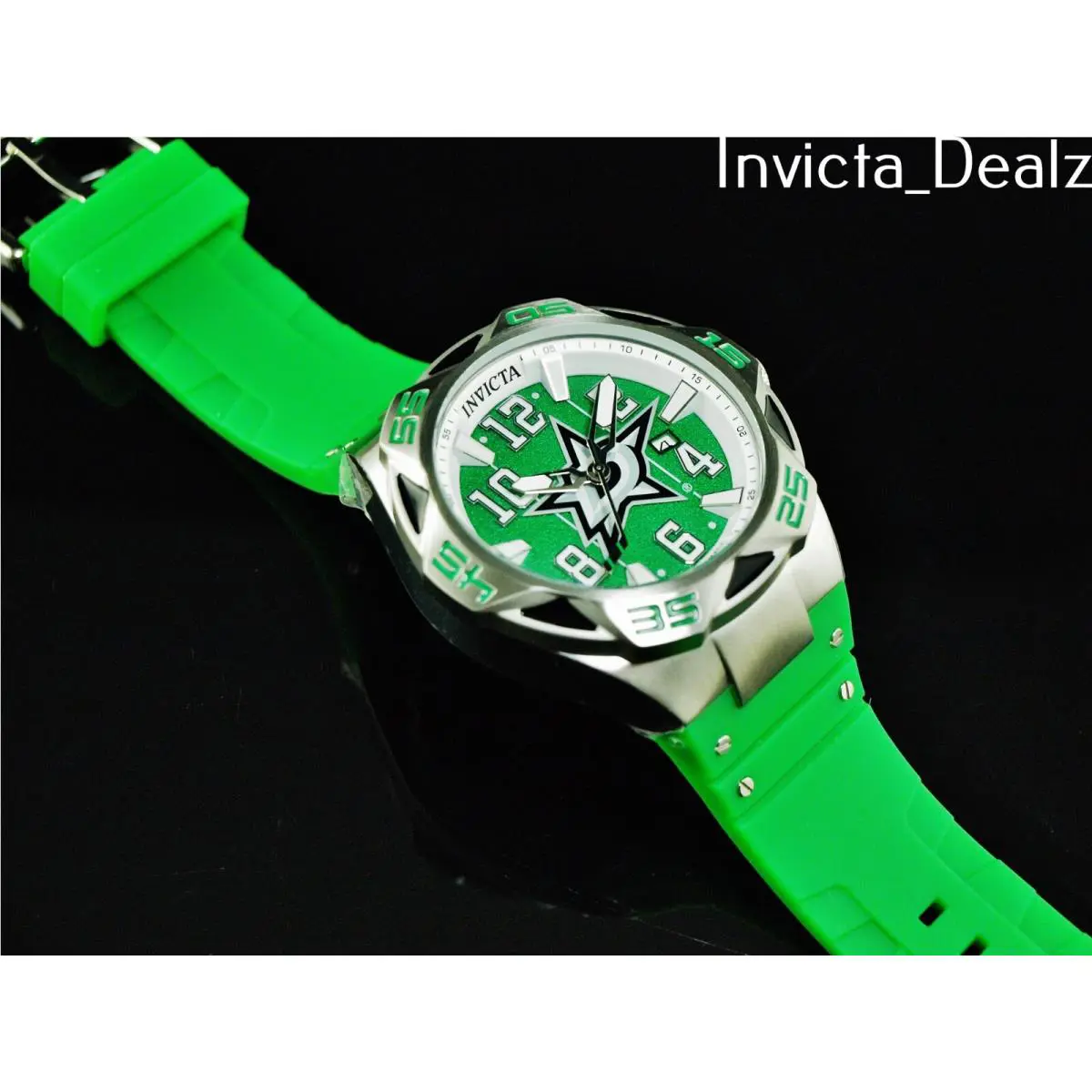 Invicta Men`s 52mm Dallas Stars Coalition Automatic NH35A Green SS Watch