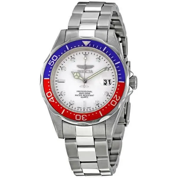 Invicta Pro Diver Quartz Silver Dial Pepsi Bezel Men`s Watch 8933