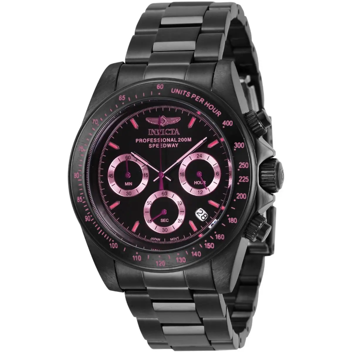 Invicta Men`s Watch Speedway Chrono Black Dial Stainless Steel Bracelet 27773