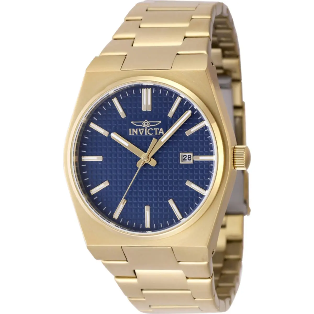 Men`s Watch Speedway Quartz Blue Dial Yellow Gold Steel Bracelet 48396 by Invicta