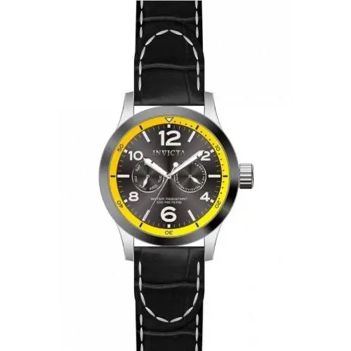 Invicta 14141 Men`s I Force Grey Bezel Grey Dial Black Leather Strap Date Watch