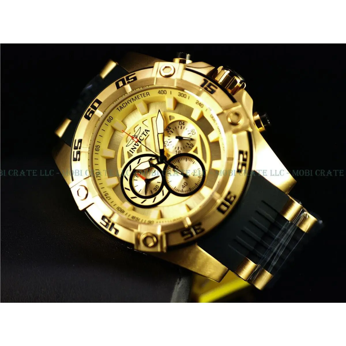 Invicta Men 52mm Hybird Speedway Viper Chrono Gold Tone Silicone Strap Watch