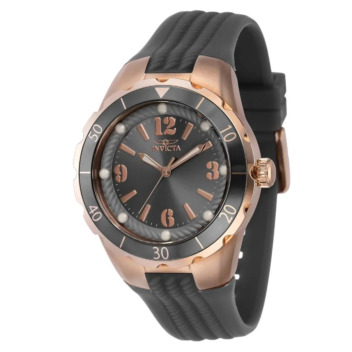 Invicta Women`s Watch Angle Quartz Charcoal Dial Silicone Rubber Strap 40310 - Dial: Charcoal, Band: Charcoal