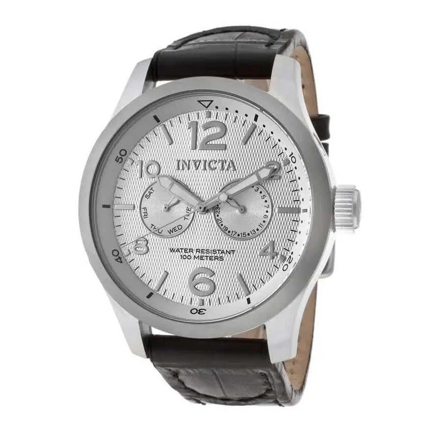 Invicta Force Silver Dial Men`s Watch 13008 - Dial: Silver-tone, Band: Black, Bezel: Silver-tone