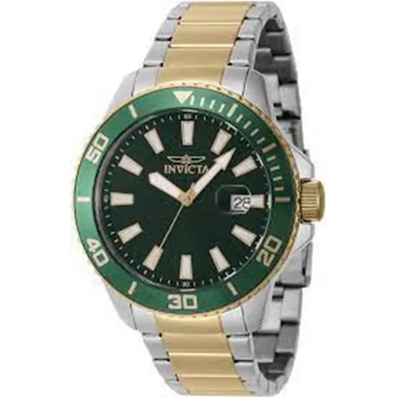 Invicta Chronograph Pro Diver Quartz Green Dial Two Tone Men`s Watch 46072