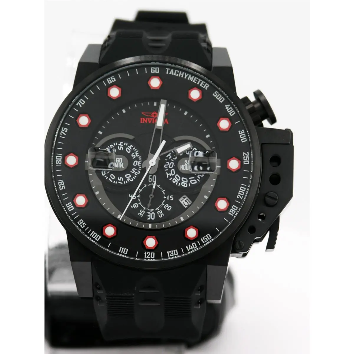 Invicta 25275 I Force Bomber Chronograph Black Steel Silicone Watch 50MM