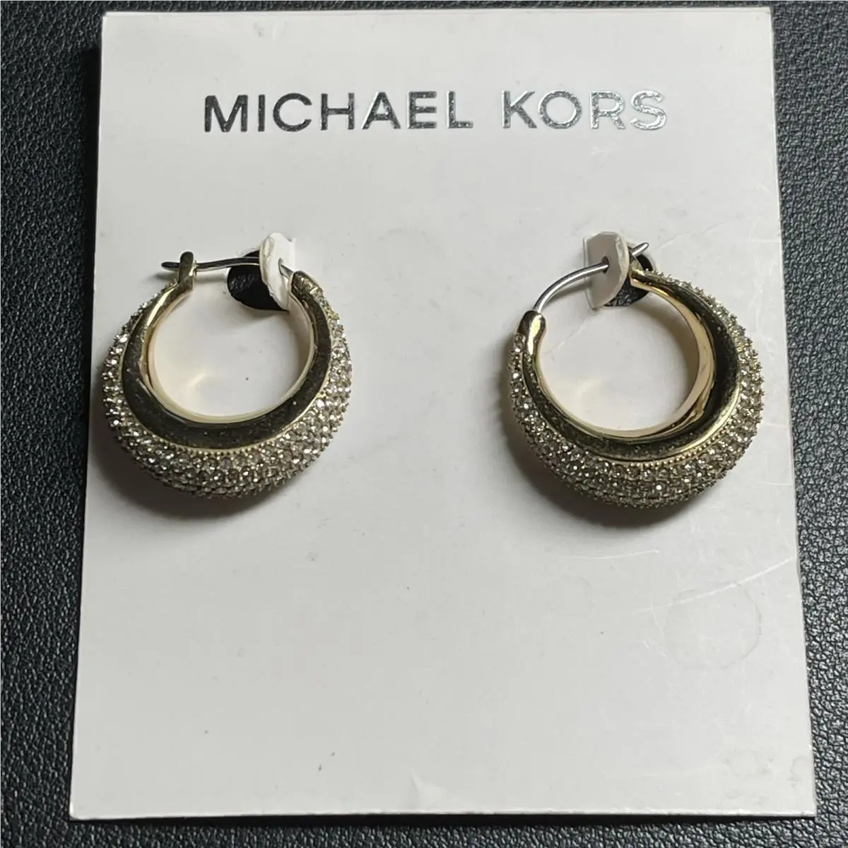 Gold Brilliance Statement Pave` Hoop Earrings Originally by Michael Kors